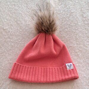 TUCK SHOP TRADING CO. Cashmere toque hat beanie with pom, salmon, OS